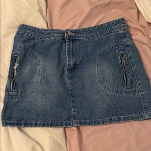 Forever 21 Blue Denim Mini Skirt with Zipper Details